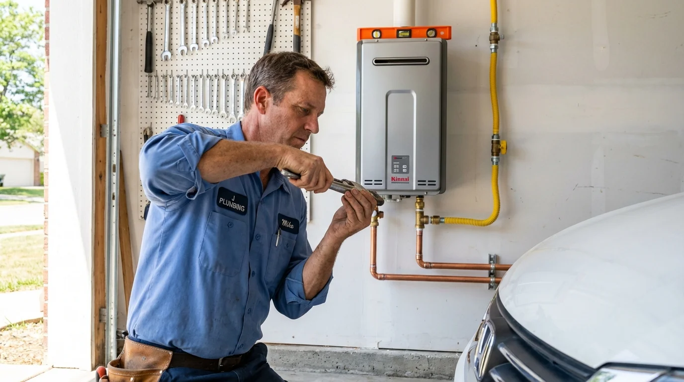 Tankless water heater installation by a Johns Plumbing LLC plumber in Brownwood